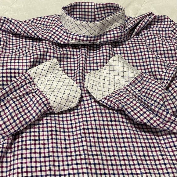 Johnston & Murphy Red and Blue Check Button Up Shirt - Picture 7 of 13